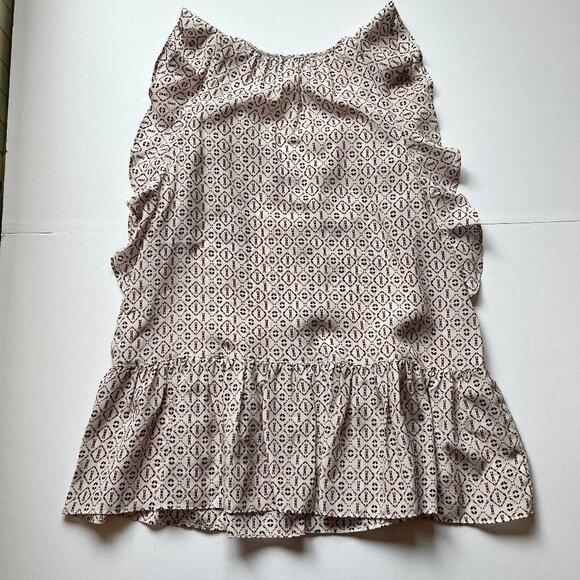 Madewell Blouse Silk Lily Ruffle  Top in Echo Grid Sleeveless Flutter Tassle XXS - Picture 8 of 10